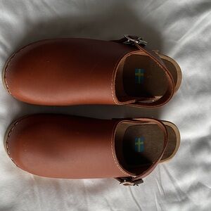 MIA Brown Leather Clogs